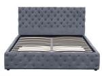 Light Grey Velvet Gas Lift Storage Bed King Size Upholstered Tufted Bottons