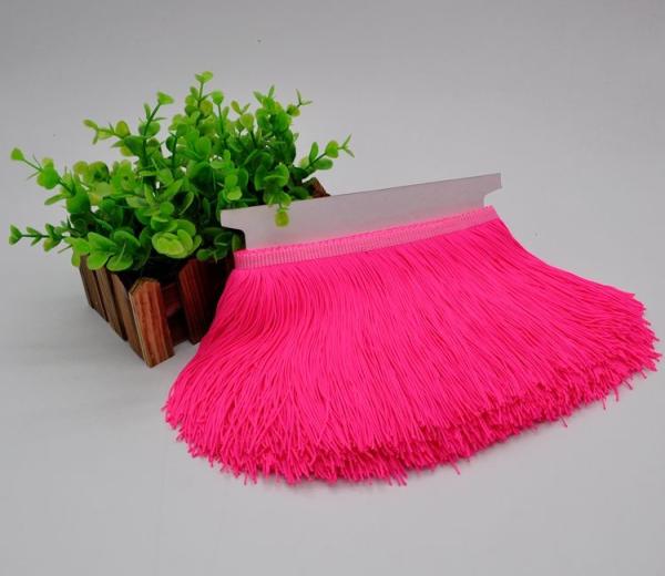 Buy cheap Fluorescent pink color custom design rayon fringes trimming for garment clothes decoration from wholesalers