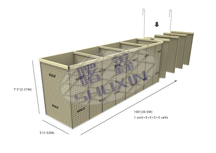 4.0 Mm Defensive Hesco Bation Barrier Gabion Primarily Used For Flood Control And Military Fortifications
