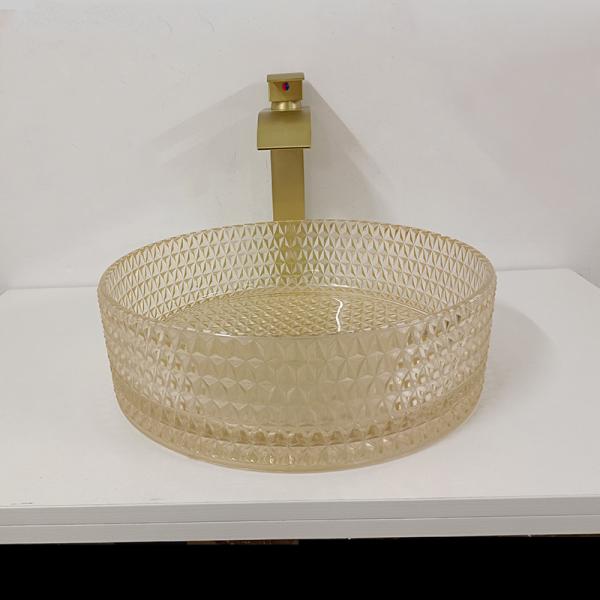 Buy cheap Champagne Glass Vanity Sink Bowl Cylinder Bathroom Crystal Diamond Art from wholesalers