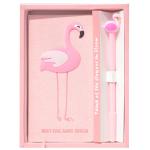 Flamingo Pink PU Leather Notepads And Stationery Waterproof Notebook A6 Gift Set