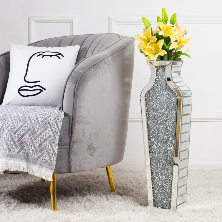 Home Decoration Mirrored Furniture Tall Floor Vase Clear Glass Crystal For Wedding