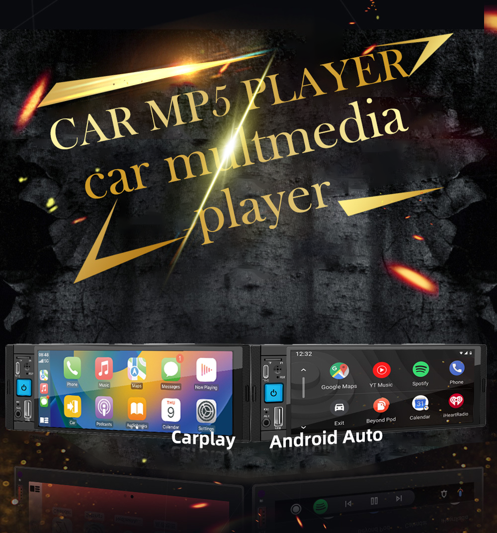 Car Radio Wireless Carplay 1Din MP5 Player with FM/AM/RDS Multimedia and Bluetooth