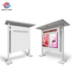 Waterproof Outdoor LCD Digital Kiosk With Pillar Roof 2 Screens Display