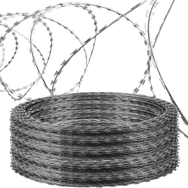 Stainless Steel Concertina Crossed Flat Warp BTO-22 Razor Barbed Wire Fence for