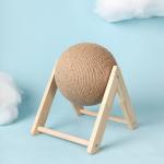 Wooden Cat Scratching Ball Toy Sisal Rope Ball Board Crushing Foot Toy for Cats
