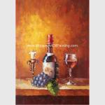 Small Abstract Still Life palette knife art Wine Bottle Fruit Customized size