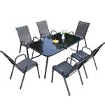 Nordic Metal Glass Top Table and Chair for Outdoor Patio Garden Balcony Cafe