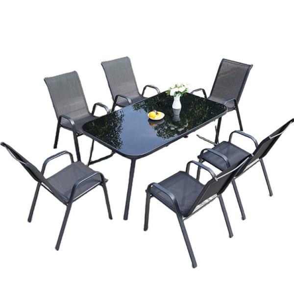 Buy cheap Nordic Metal Glass Top Table and Chair for Outdoor Patio Garden Balcony Cafe Restaurant from wholesalers