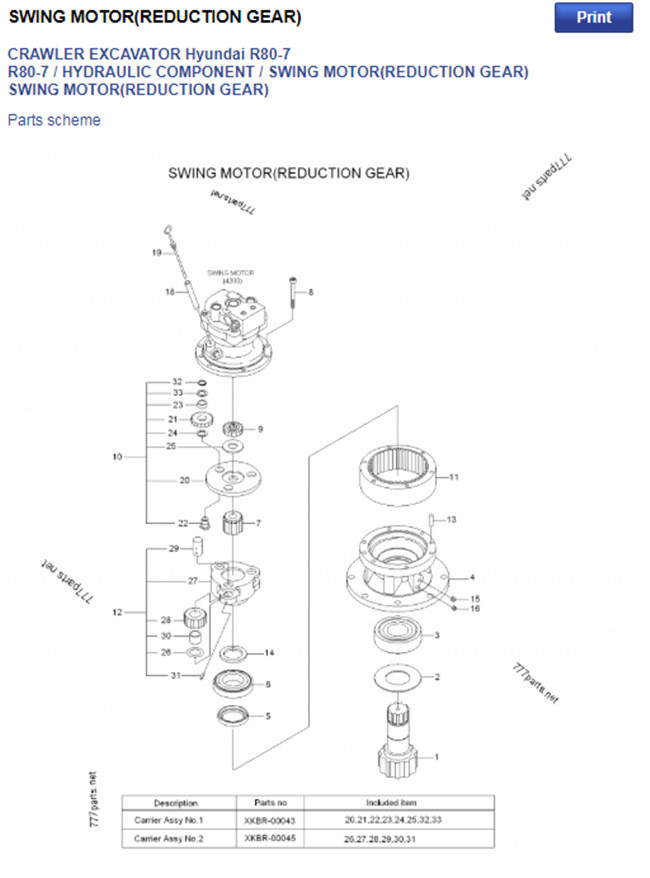 R80-7 R80-7A Excavator spare parts 31N1-10140 Swing Gearbox Reduction