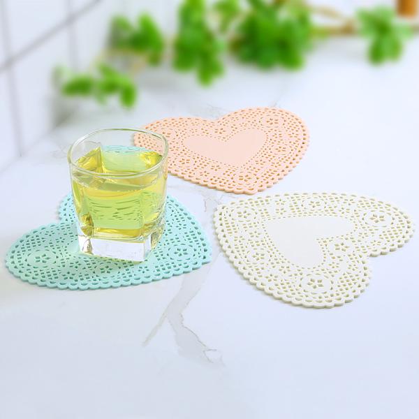 Buy cheap Heart Hollow Out PVC Heat Resistant Table Mats Plate Bowl Coaster from wholesalers