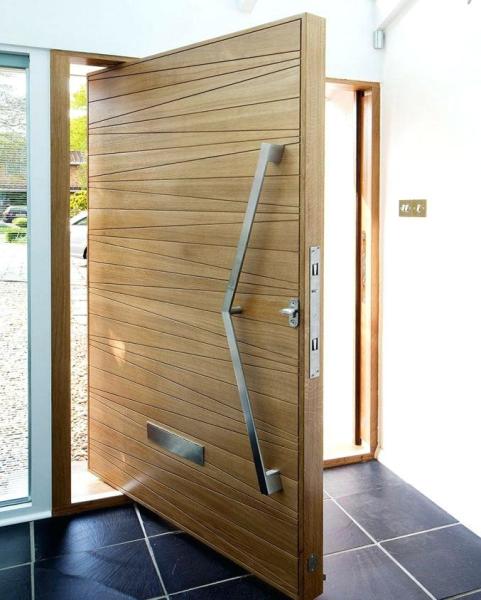 Buy cheap Modern Front Door Solid Wood Pivot Entry Door With Frosted Glass from wholesalers