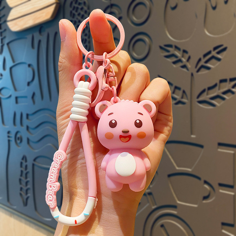 Cartoon Animal Pendant Key Ring Silicone Keychain in Various Colors for Women and Kids