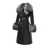 Buy cheap Winter Fox Fur Collar Cuffs Women Long Leather Jacket Black Genuine Sheepskin Trench Leather Fur Coats for Ladies from wholesalers