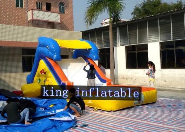 7 x 3m Cute Inflatable Water Slide Yellow Plato PVC Tarpaulin Pool Slide For