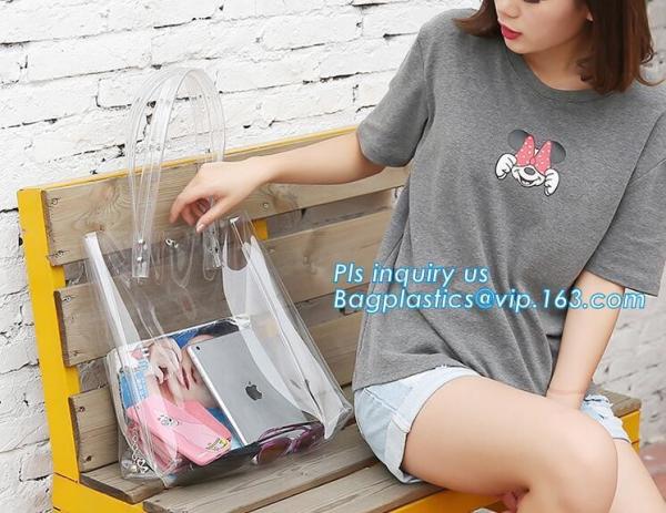 Women Handbag PVC Single Shoulder Bag with Handles, Lady's Jelly Transparent PVC