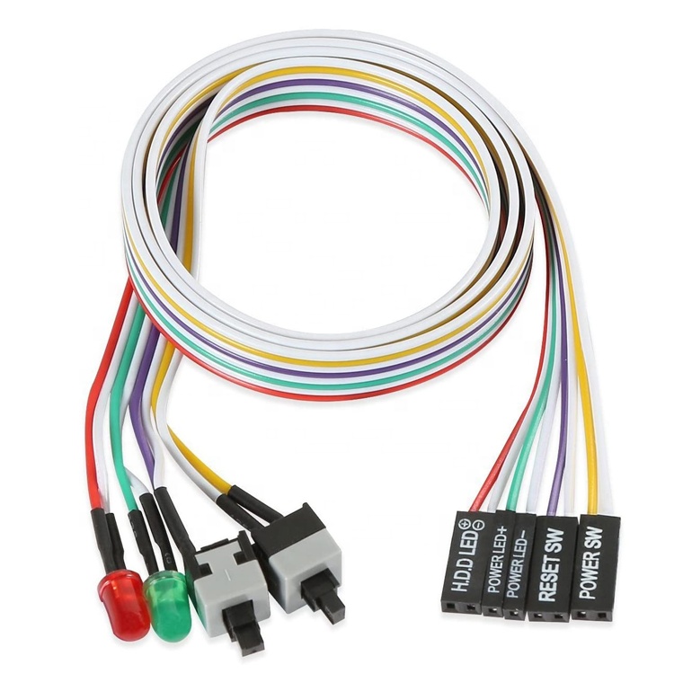 PC Case Computer Motherboard HDD Reset ATX Switch on off Power Cable with Led Light