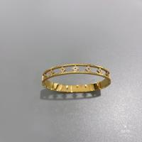 Buy cheap Lady Stainless Steel Bangle Gold Hollowed Kaleidoscope Inlaid With Diamond product