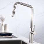 Aerated Stream Flow High Arc Kitchen Faucet Brushed Nickel Pull Out Tap HOMEKA