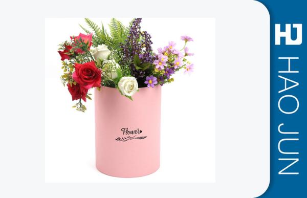 Buy cheap Waterproof Pink Cardboard Flower Boxes Handmade Round Corrugated Boxes from wholesalers