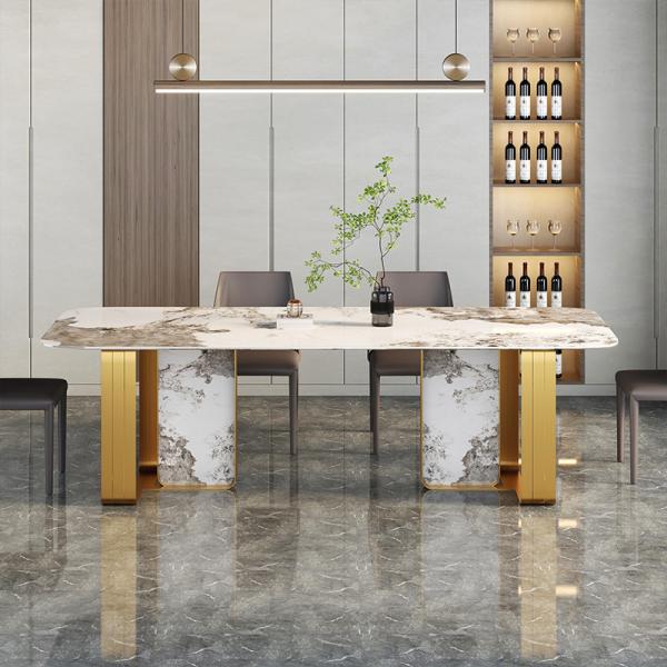 Buy cheap Minimalist Stainless Steel Marble Dining Table For Contemporary Living from wholesalers