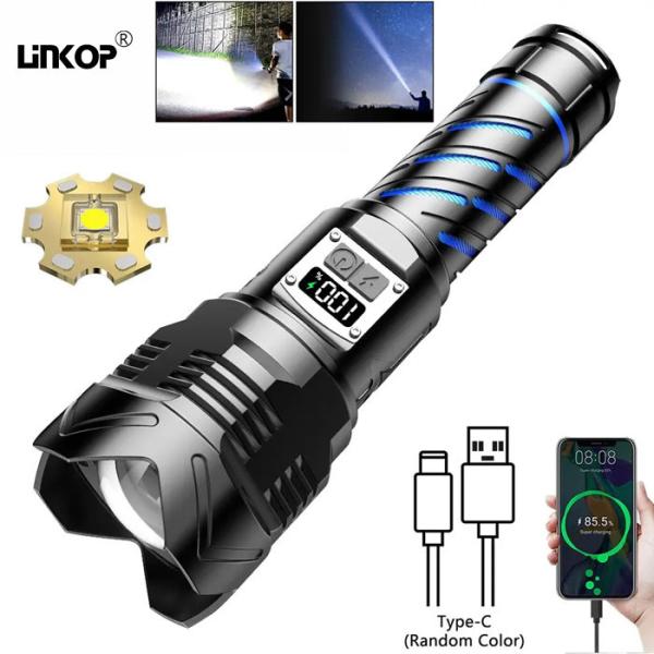 Buy cheap Super Bright Rechargeable LED Flash Light Aluminum Alloy Zoom Digital Display from wholesalers