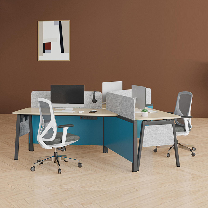 Modern Open Modular Workstation Office Desk 2 3 4 Person Office Wooden Staff Table