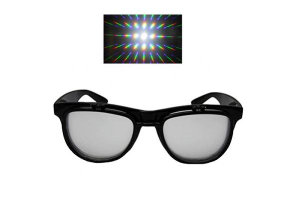 Buy cheap Flip Up Double 3D Diffraction Prism Fireworks Rave Gratings Glasses Black Red Pink Frame from wholesalers