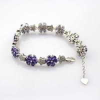 Buy cheap Sterling Silver Link Flower Amethyst Cubic Zircon Tennis Bracelet(B01PURPLE) product