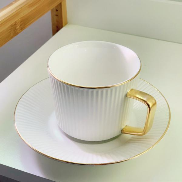 Buy cheap European Style Striped Ceramic Coffee Cup Afternoon Tea Set With Spoon And Saucer ceramic coffee tea cups saucers set from wholesalers