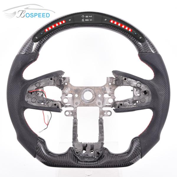 Buy cheap Honda Led Red Stripe Forged Carbon Steering Wheel Black Leather Perforated from wholesalers