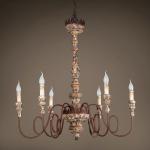 Wood frame Iron chandelier for indoor home lighting fixtures (WH-CI-62)