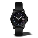 5ATM stainless steel round case genuine leather strap watches for ladies ,luxury