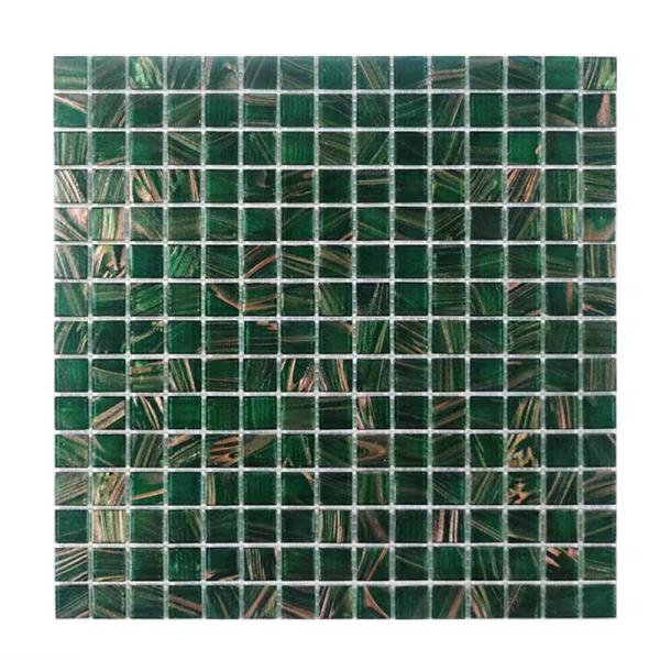 Buy cheap Classical Retro Style Green Glass Mosaic Tiles With Gold Line Bathroom Toilet Background Wall Tiles from wholesalers