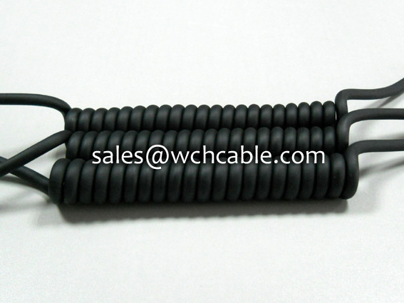 Matt Black Multicore UL Marked Polyurethane PUR Sheathed Spiral Cable