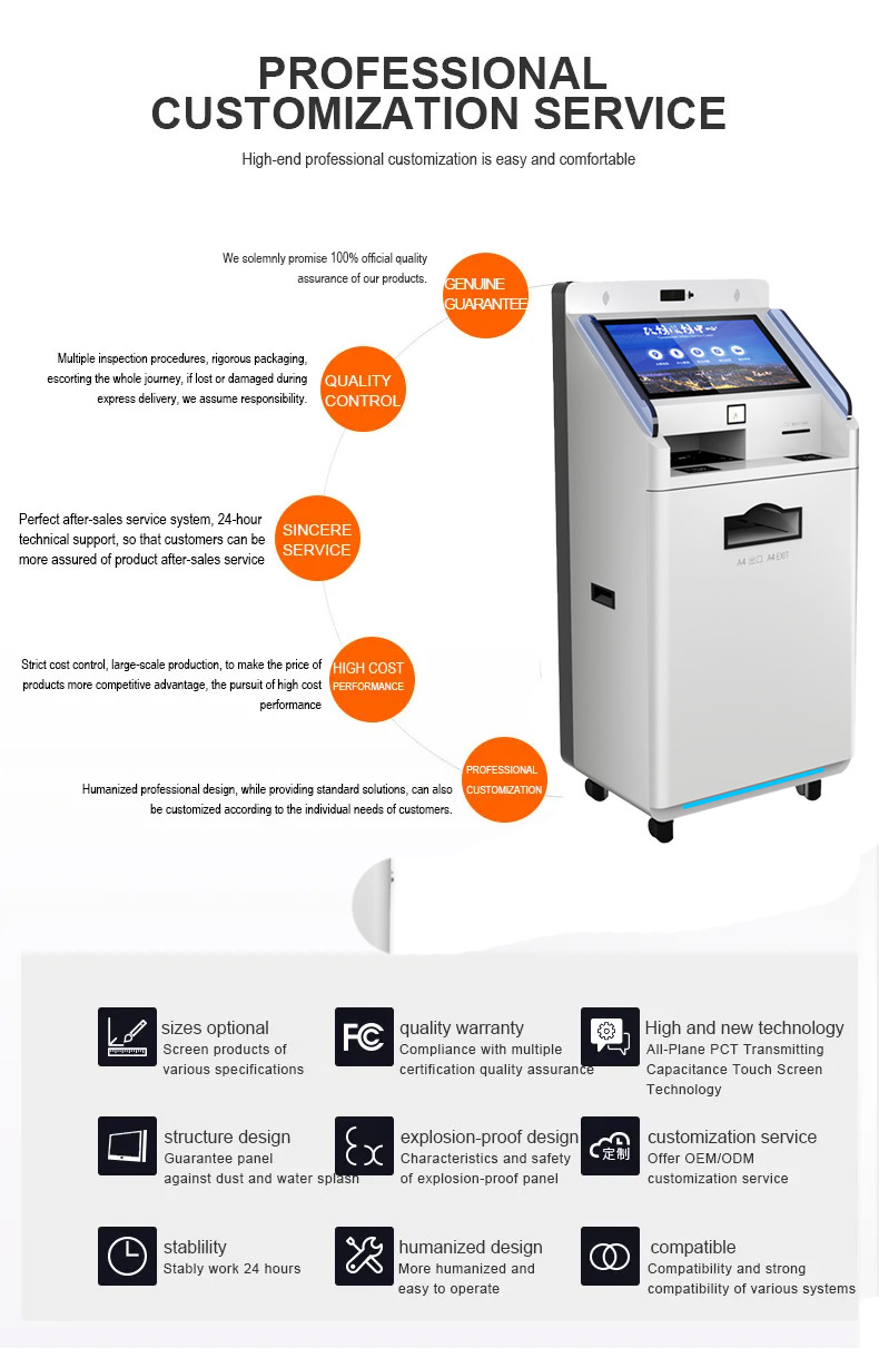 32 inch oem customized smart touch screen self service print terminal Kiosk