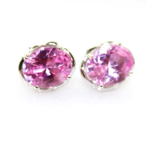Buy cheap 925 Silver Jewelry 8mmx10mm Oval Pink Cubic Zircon Earrings (PSJ0433) from wholesalers