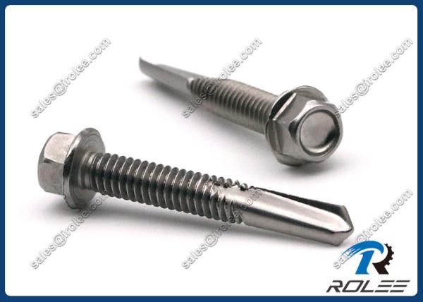 Buy cheap 410 Stainless Hex Washer Head Heavy Duty Self Drilling Screws, Tek 5 Point from wholesalers