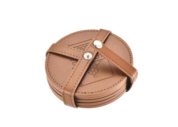 Buy cheap Imega Glass Round Drink Coasters Velvet Leather Tea Coaster from wholesalers