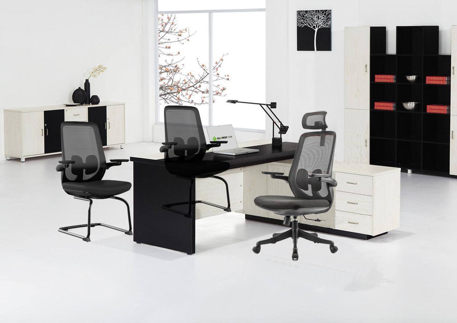 Height Adjustable Mesh Office Executive Chair 2D Armrest Ergonomic Cadeira de escritorio