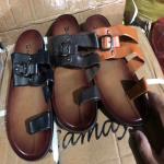 Black Brown Mens Soft Leather Slippers Anti Skid Men's Summer Sandals