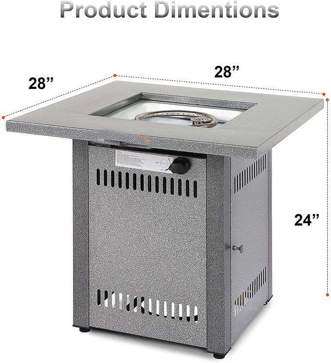 Modern Smoke Free Square Fire Pit Table Metal Propane Brazier For Patio