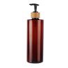 Buy cheap 60ml 80ml 100ml 120ml 150ml 180ml 200ml 250ml 300ml Elegant Amber Flat Shoulder PET Bottle With Natural Bamboo Lotion Pump from wholesalers