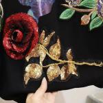 High Quality Sequins Flower Long-Sleeved Knitwear Sweater Casual Pants 2 Piece