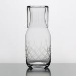 Hand Blown 30 Ounce Glass Water Pitcher Lead Free Engraved Bedside Carafe With