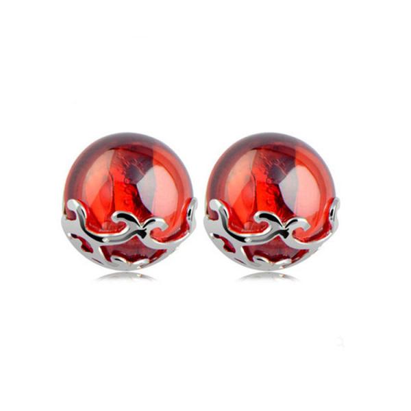 Sterling Silver 10mm Round Red Garnet Stud Earrings Vintage Thai Silver Jewelry