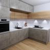 Buy cheap 1.8m Modern Black And White Kitchens With Seating With Stone Top And Plywood Door from wholesalers