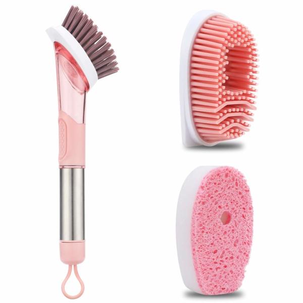 Buy cheap Stainless Steel Handle Scrubber Brush With 3 Replacement Head from wholesalers