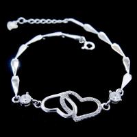 Buy cheap Two Hearts Design Silver Cubic Zirconia Bracelet For Young Ladies product
