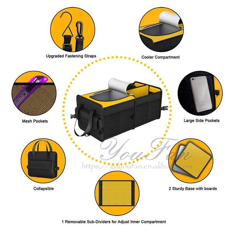 Portable Car Trunk Organizer For Groceries / Kids Toys / Drinks Storage